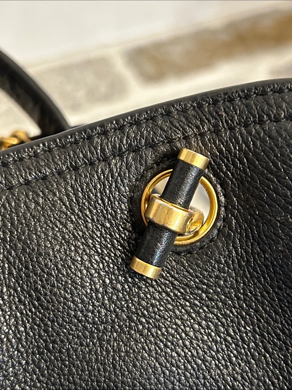 Tory Burch Chelsea Slouchy Black Pebbled Leather Tote Leather & Chain Handles